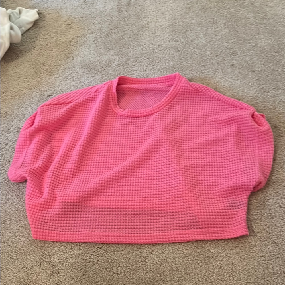 SHEIN Pink Waffle Knit Crop Top